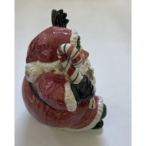 Retired FITZ & FLOYD "SNOW BUSINESS" SANTA CLAUS CHRISTMAS CANDY JAR Cookie- - Picture 5 of 13